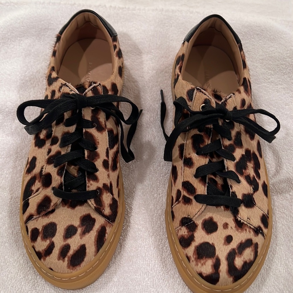 Banana Republic pony hair leopard print tennis shoes size 7